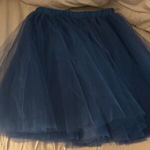 Elegant Blue Tulle A-Line Skirt